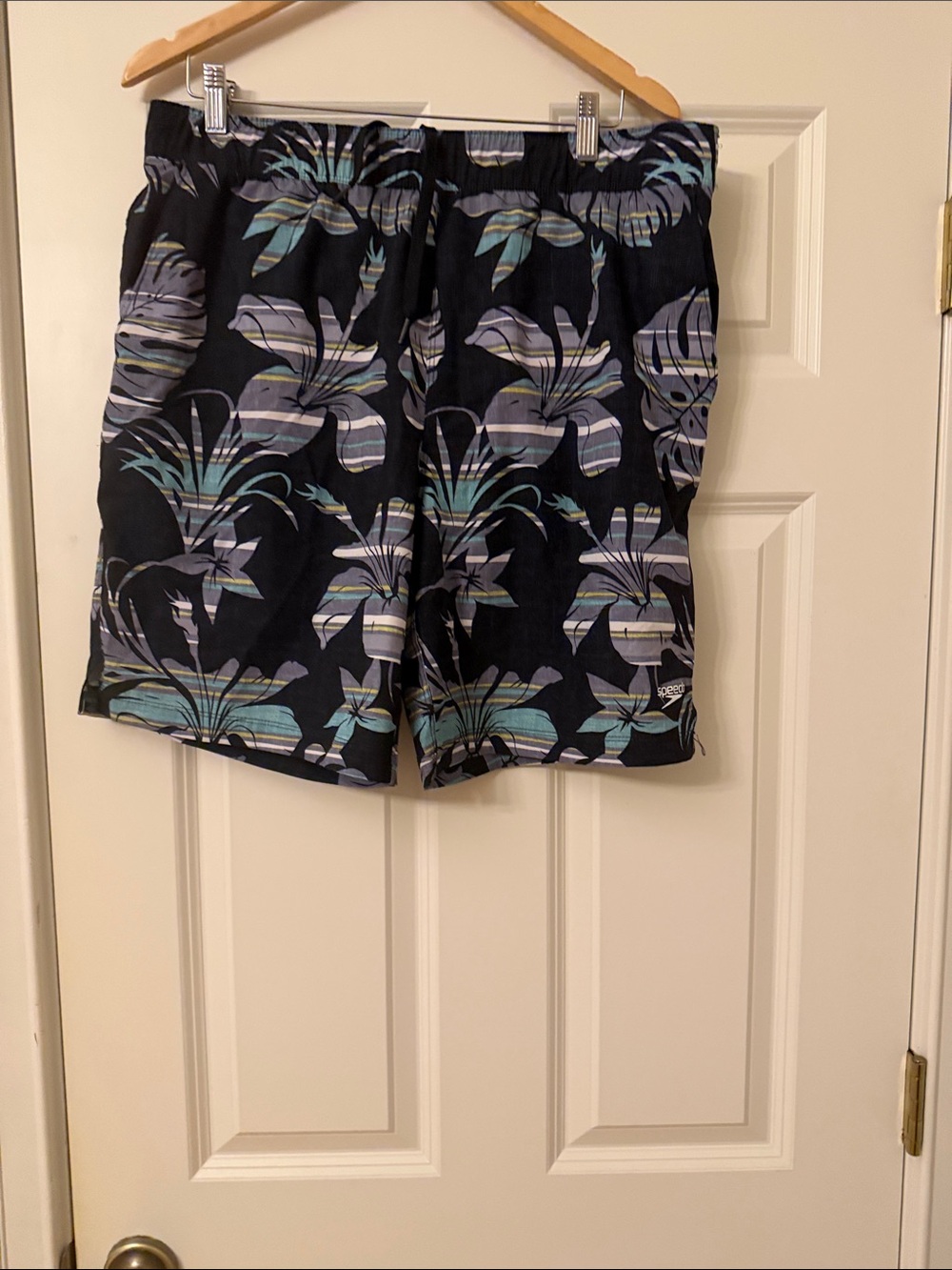 Speedo Black Floral Print Men’s Swim Trunks